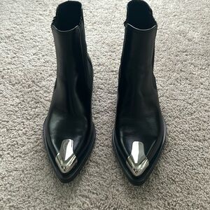 Alexander McQueen black leather cowboy boots